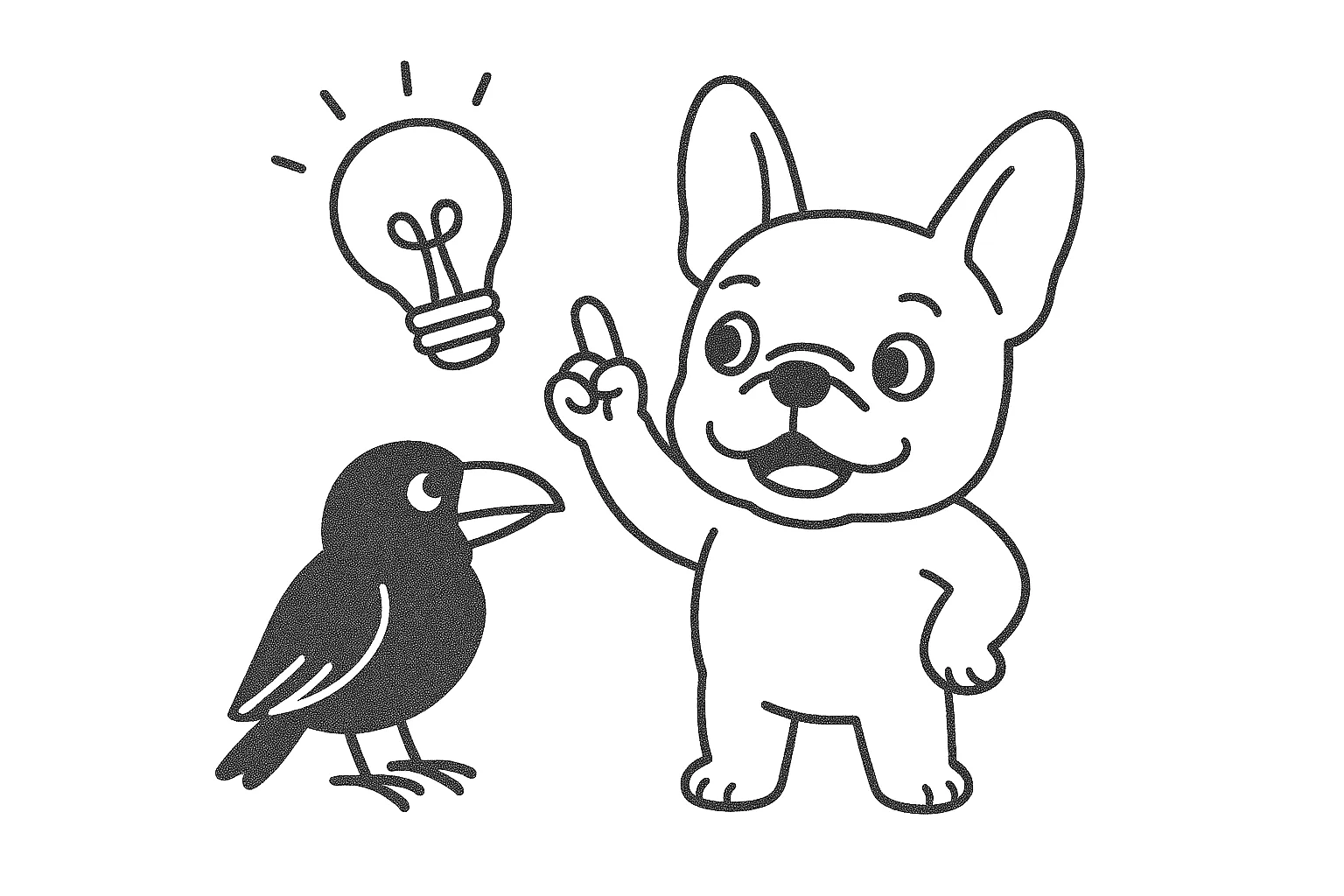 ひらめきの犬とカラス