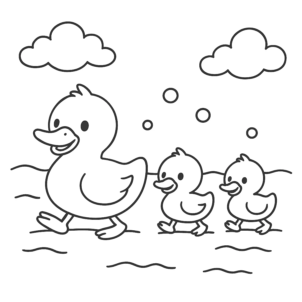 アヒルの親子の冒険
