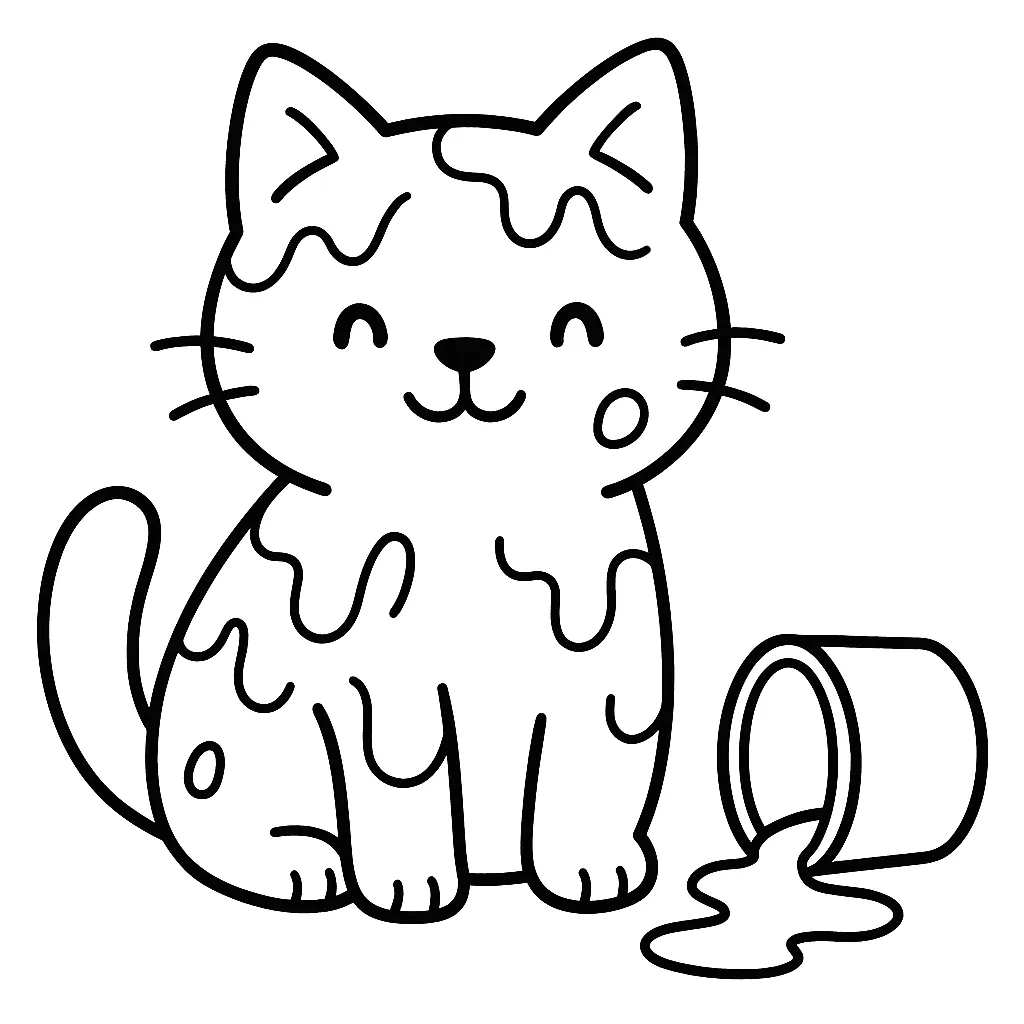 Kitten Covered in Paint