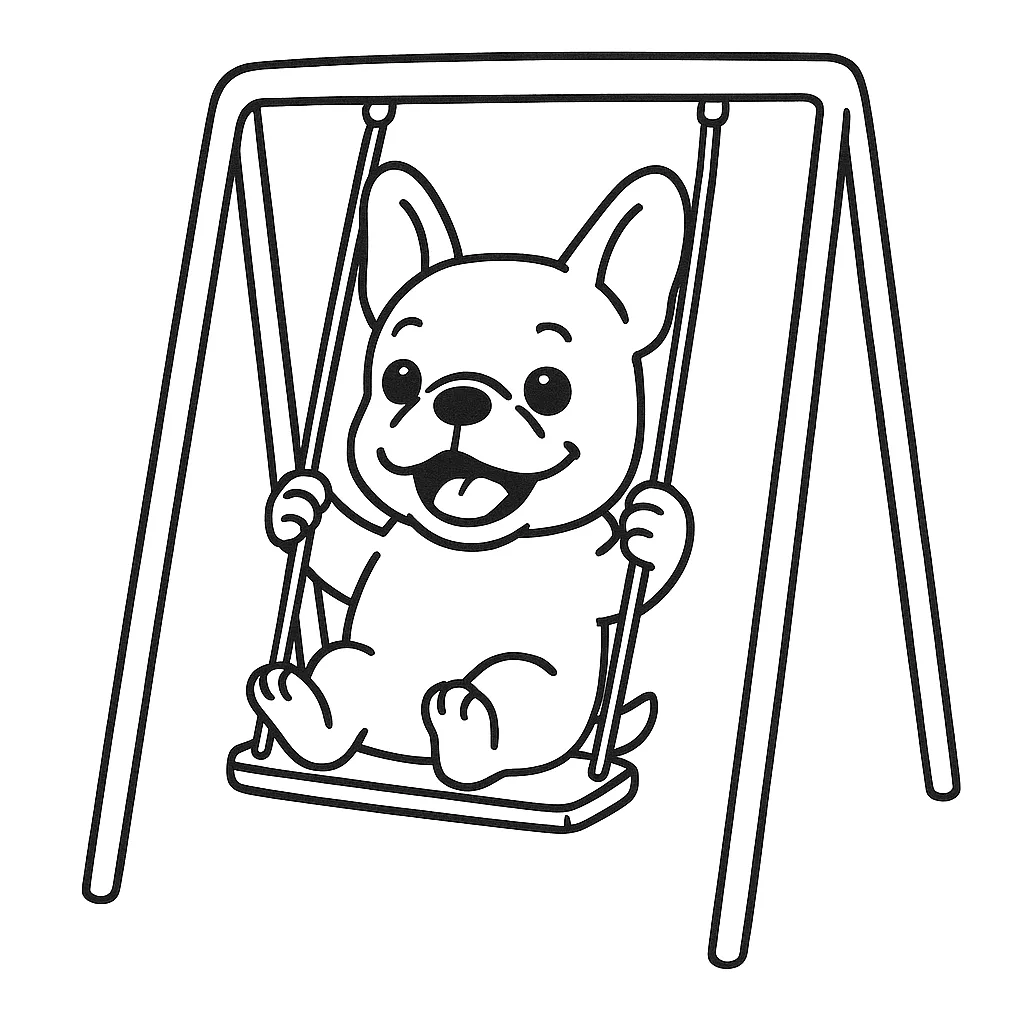 ブランコを楽しむ子犬