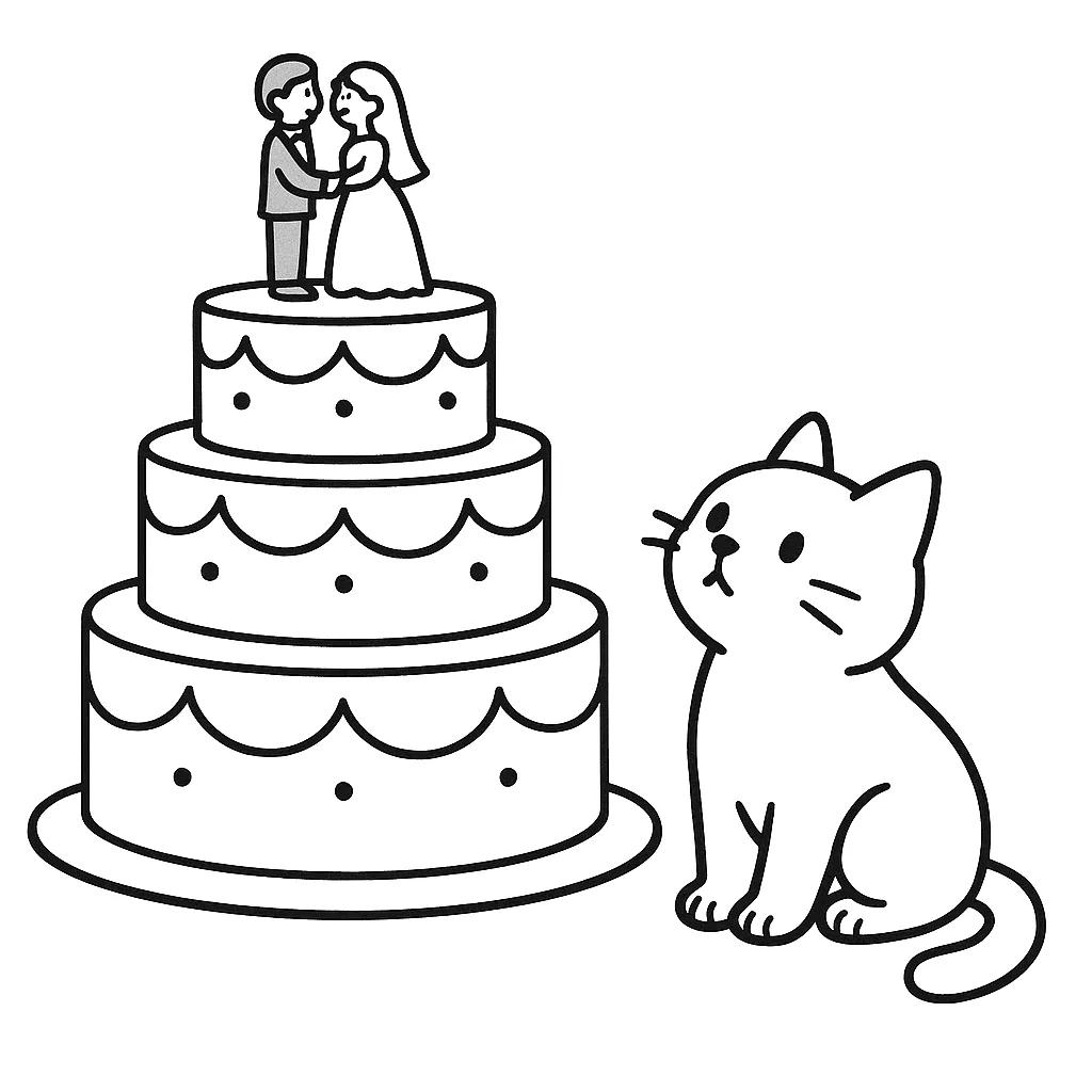 婚礼蛋糕和猫