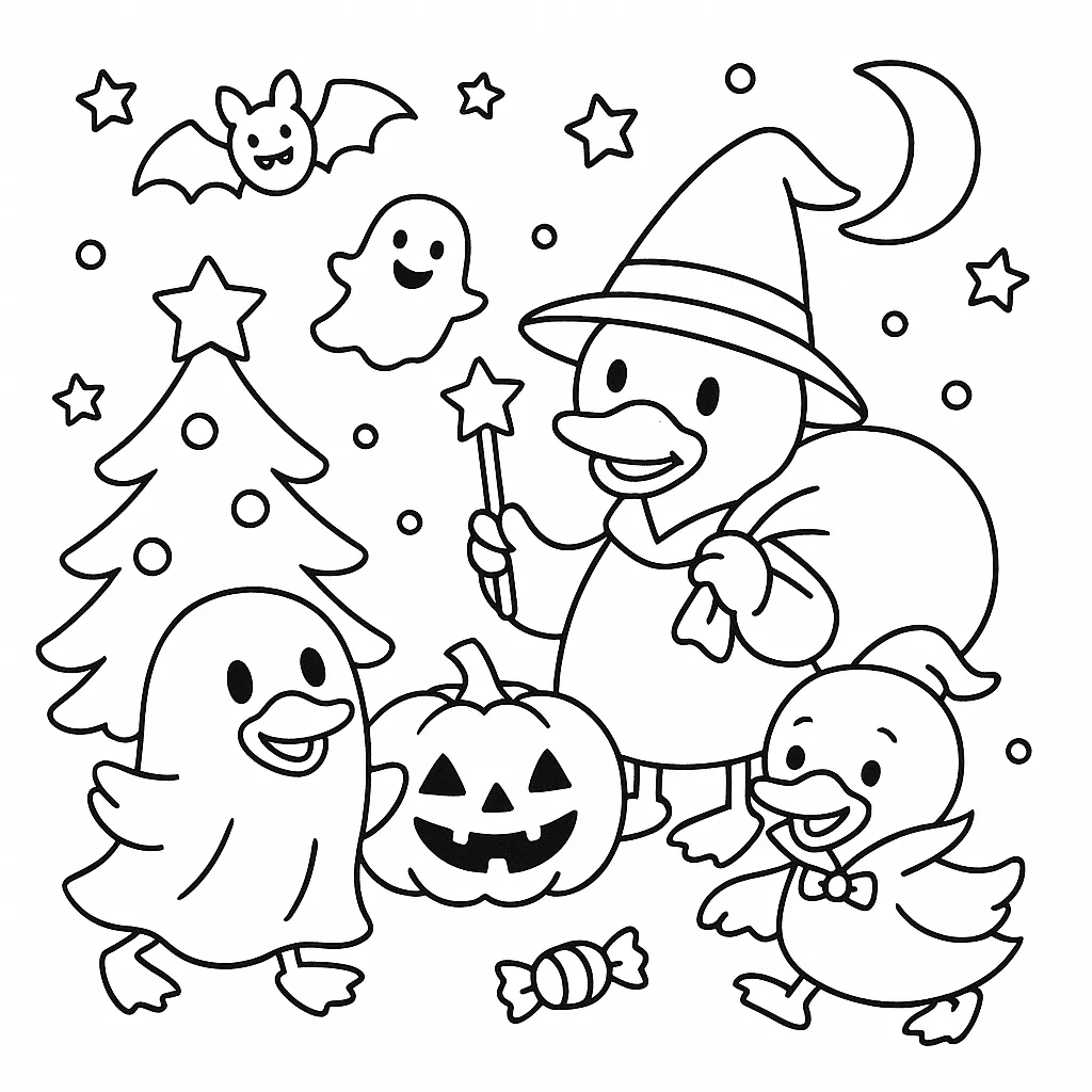 ハロウィンの楽しいアヒルたち