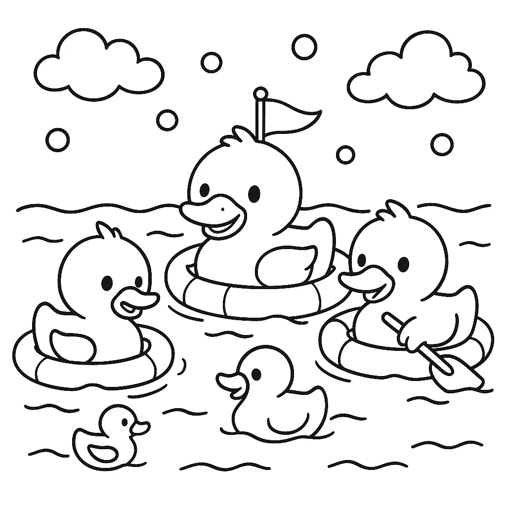 アヒルたちの楽しい水遊び